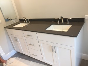 Double vanity undermount sinks with 8” cc faucet