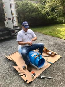Joe prepares new Well Tank for installation